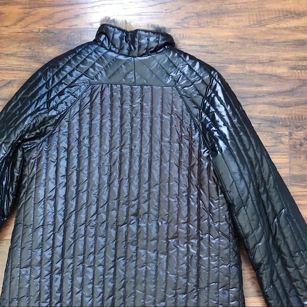 SOLD vintage • 80s Furrrina quilted long coat black brown faux fur puffer maxi - Picture 12 of 13